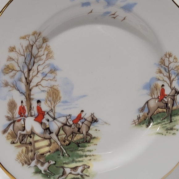 Equestrian bone china 6 1/2 " Duchess England desert plates Fox Hunt Horses - Picture 10 of 10